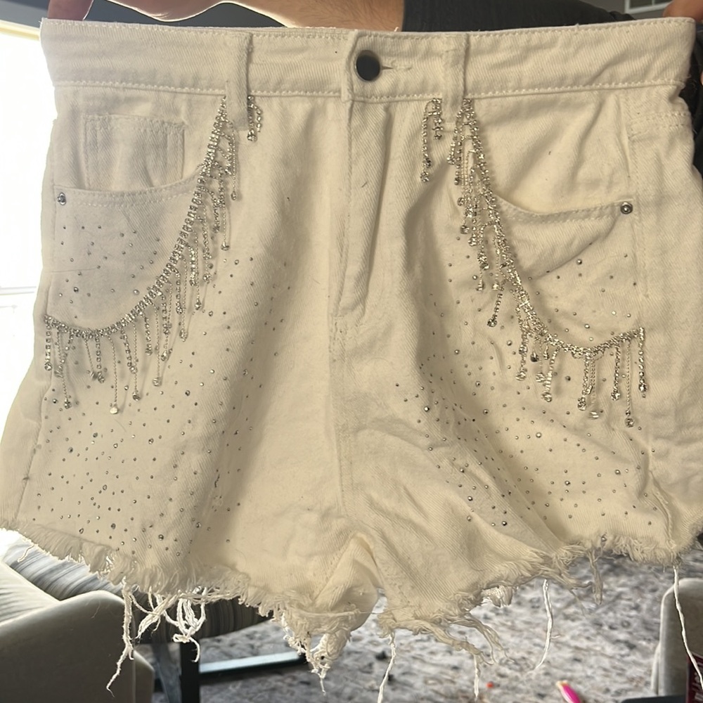 White shorts with bling